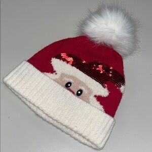 Beeline Festive Red & White Santa Hat w/ Pom Pom & sequins OS